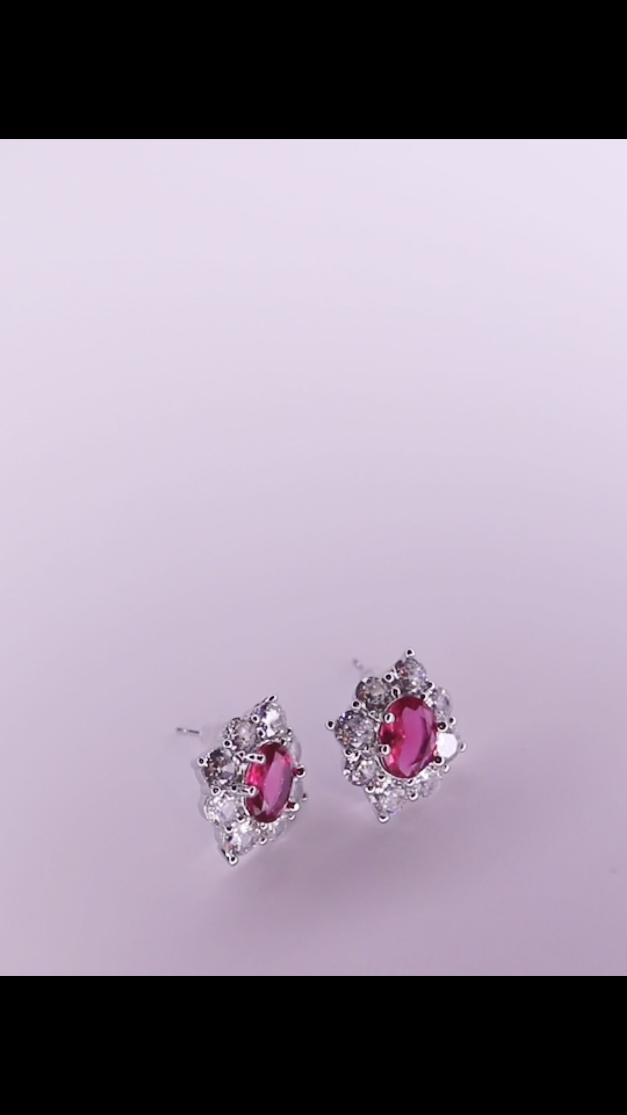 Velvet Ruby Red Oval Stud Earrings