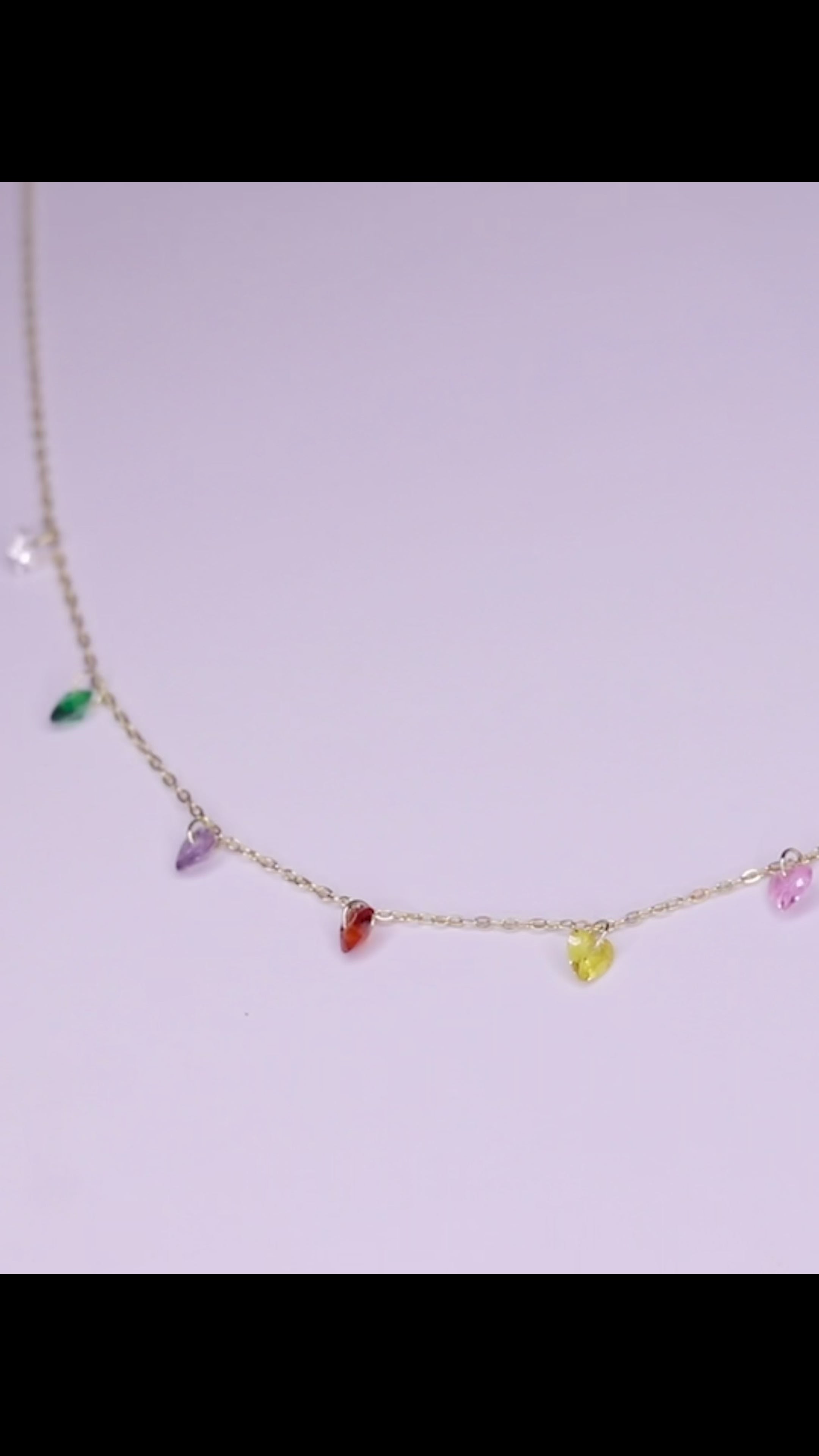 Zelie Rainbow Heart Charm Necklace